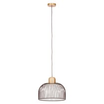 Lennon Iron Pendant Light In Black And Antique Brass