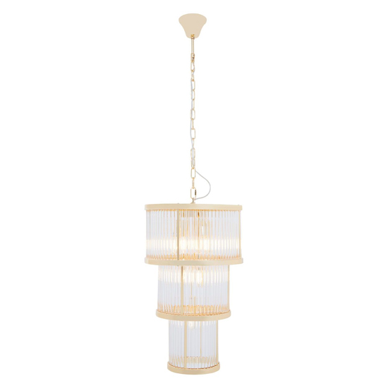 Salas Small Ribbed Pattern 3 Tier Chandelier Light In Gold