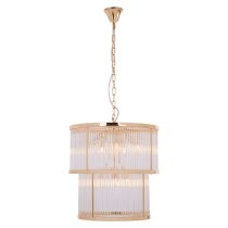 Salas Ribbed Pattern 2 Tier Chandelier Light In Gold