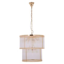 Salas Ribbed Pattern 2 Tier Chandelier Light In Gold