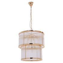 Salas Ribbed Pattern 2 Tier Chandelier Light In Gold