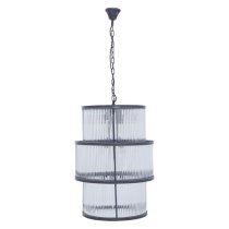 Salas Large Ribbed Pattern 3 Tier Chandelier Light In Black