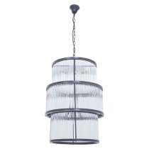 Salas Large Ribbed Pattern 3 Tier Chandelier Light In Black