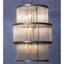 Salas Large Ribbed Pattern 3 Tier Chandelier Light In Black