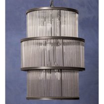 Salas Large Ribbed Pattern 3 Tier Chandelier Light In Black