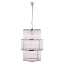 Salas Large Ribbed Pattern 3 Tier Chandelier Light In Nickel