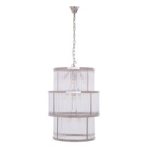 Salas Large Ribbed Pattern 3 Tier Chandelier Light In Nickel