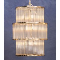 Salas Large Ribbed Pattern 3 Tier Chandelier Light In Nickel