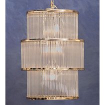 Salas Large Ribbed Pattern 3 Tier Chandelier Light In Nickel