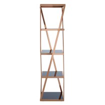 Orion Black Glass 5 Tier Shelving Unit With Rose Gold Frame