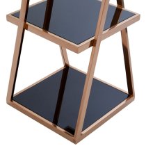 Orion Black Glass 5 Tier Shelving Unit With Rose Gold Frame