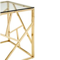 Alluras Clear Glass End Table With Champagne Gold Frame