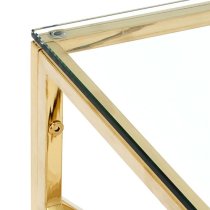 Alluras Clear Glass End Table With Champagne Gold Frame