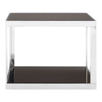 Orion Black Glass Square Coffee Table In Silver Frame