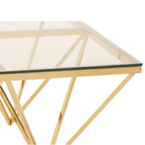 Alluras Large Clear Glass Coffee Table With Gold Spike Frame