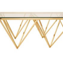 Alluras Large Clear Glass Coffee Table With Gold Spike Frame