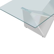 Alluras Clear Glass Coffee Table With Silver Wing Metal Frame