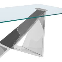 Alluras Clear Glass Coffee Table With Silver Wing Metal Frame