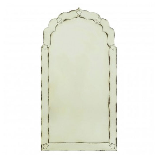 Raze Arched Star Detail Wall Mirror In Antique Brass Frame