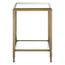 Acox Square Clear Glass Top Side Table With Gold Frame