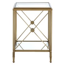 Acox Square Clear Glass Top Side Table With Gold Frame