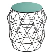 Coreca Round Metal Side Table With Black Base In Green