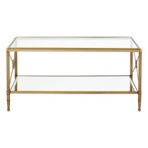 Acox Rectangular Clear Glass Top Coffee Table With Gold Frame