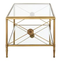 Acox Rectangular Clear Glass Top Coffee Table With Gold Frame