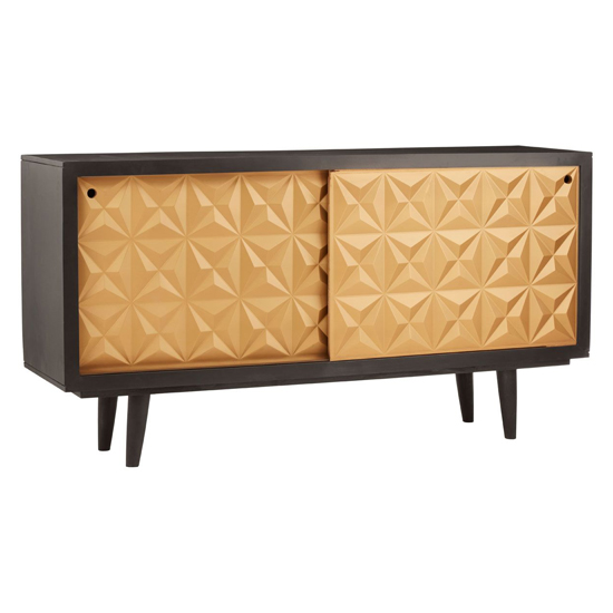 Horna Wooden Sideboard With 2 Doors In Brown And Gold