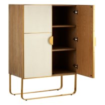 Modeco Wooden Bar Storage Cabinet With Gold Frame In Natural