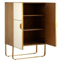 Modeco Wooden Bar Storage Cabinet With Gold Frame In Natural