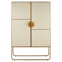 Modeco Wooden Bar Storage Cabinet With Gold Frame In Natural