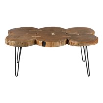 Santorini Wooden Coffee Table With Black Metal Legs In Brown