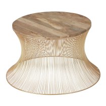 Casa Round Wooden Coffee Table With Gold Metal Frame