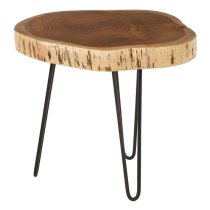 Santorini Wooden Side Table With Black Tripod Base In Brown