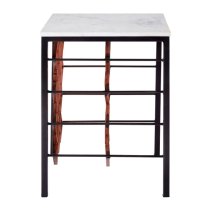 Casa Square White Marble Side Table With Wine Rack