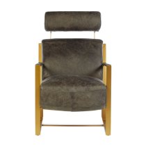 Hoxman Faux Leather Lounge Chair In Ebony With Gold Legs