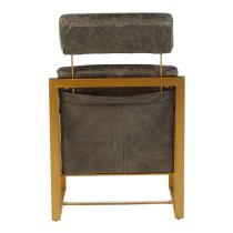 Hoxman Faux Leather Lounge Chair In Ebony With Gold Legs