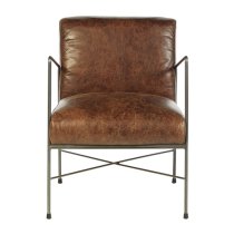 Hoxman Faux Leather Dining Chair In Brown