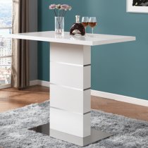 Parini White Gloss Bar Table With 4 Ripple Black Stools