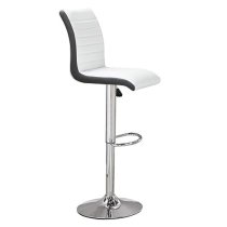 Parini White Gloss Bar Table With 4 Ritz White Black Stools