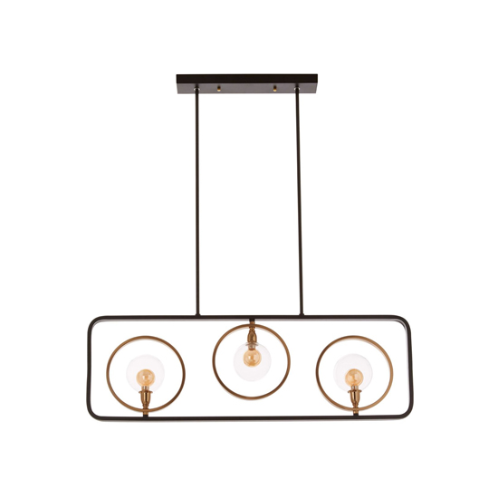 Abita 3 Bulbs Pendant Light In Matte Black And Bronze