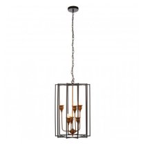 Allais 6 Bulbs Pendant Light In Matte Black And Bronze