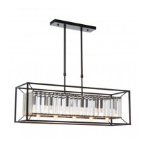 Alike Rectangular 5 Bulbs Pendant Light In Matte Black