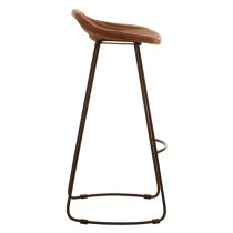 Australis Brown Leather Bar Stool With Iron Sled Base