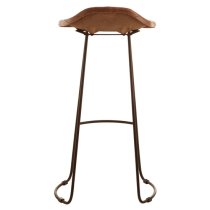 Australis Brown Leather Bar Stool With Iron Sled Base