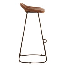 Australis Light Brown Leather Bar Stool With Iron Sled Base