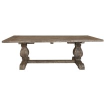 Lovito Rectangular Wooden Dining Table In Rustic Teak