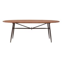 Ashbling Wooden Dining Table With Black Metal Frame In Natural