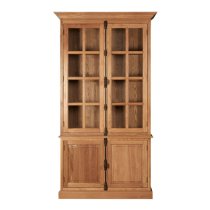 Lyox Wooden Display Cabinet With 3 Upper Shelves In Natural